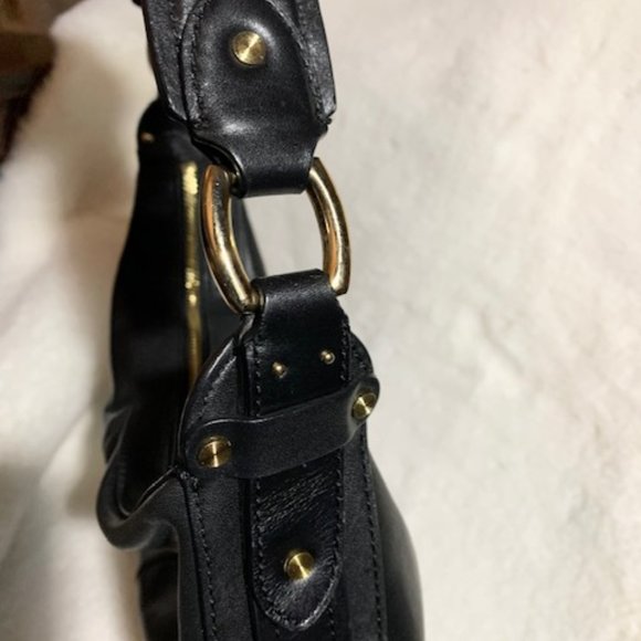 Cole Haan Black Leather Bag with Gold Accents RARE - Picture 12 of 14
